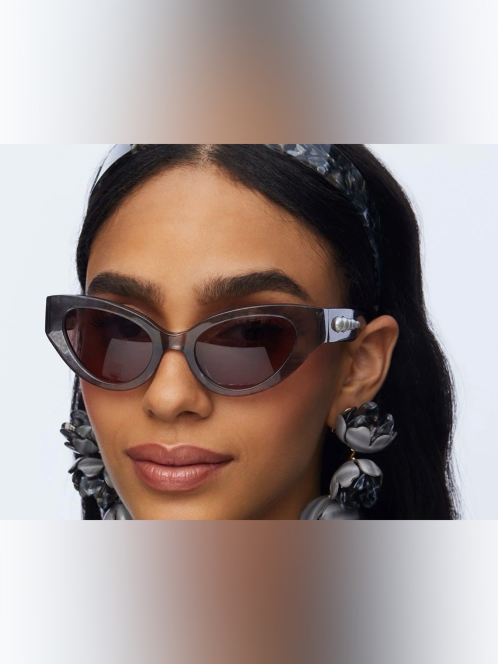 LELE SADOUGHI CHARCOAL NOLITA CAT-EYE SUNGLASSES - NWT